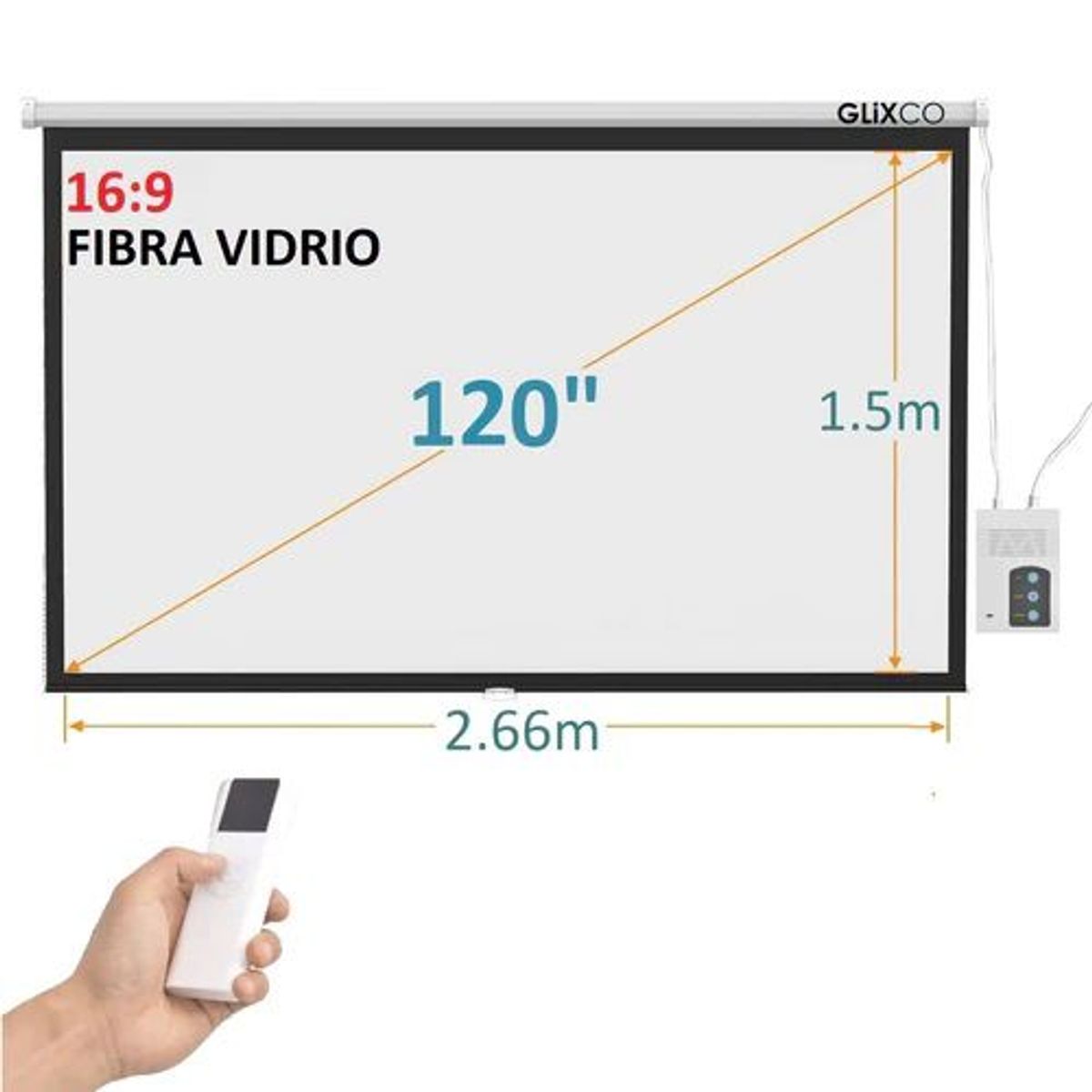 GENERICO - MONTECH-Ecran Eléctrico 120 Pulg (16:9) 2.66x1.5 m / Fibra de Vidrio