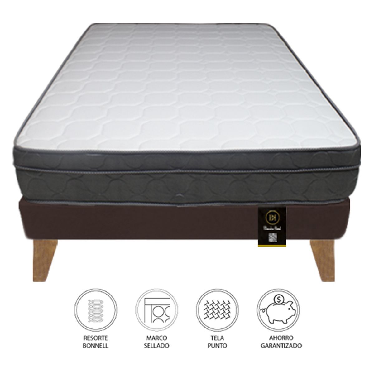 BARAKA HOME - Cama Turin Slim 1.5 Plz + 1 almohada - Chocolate