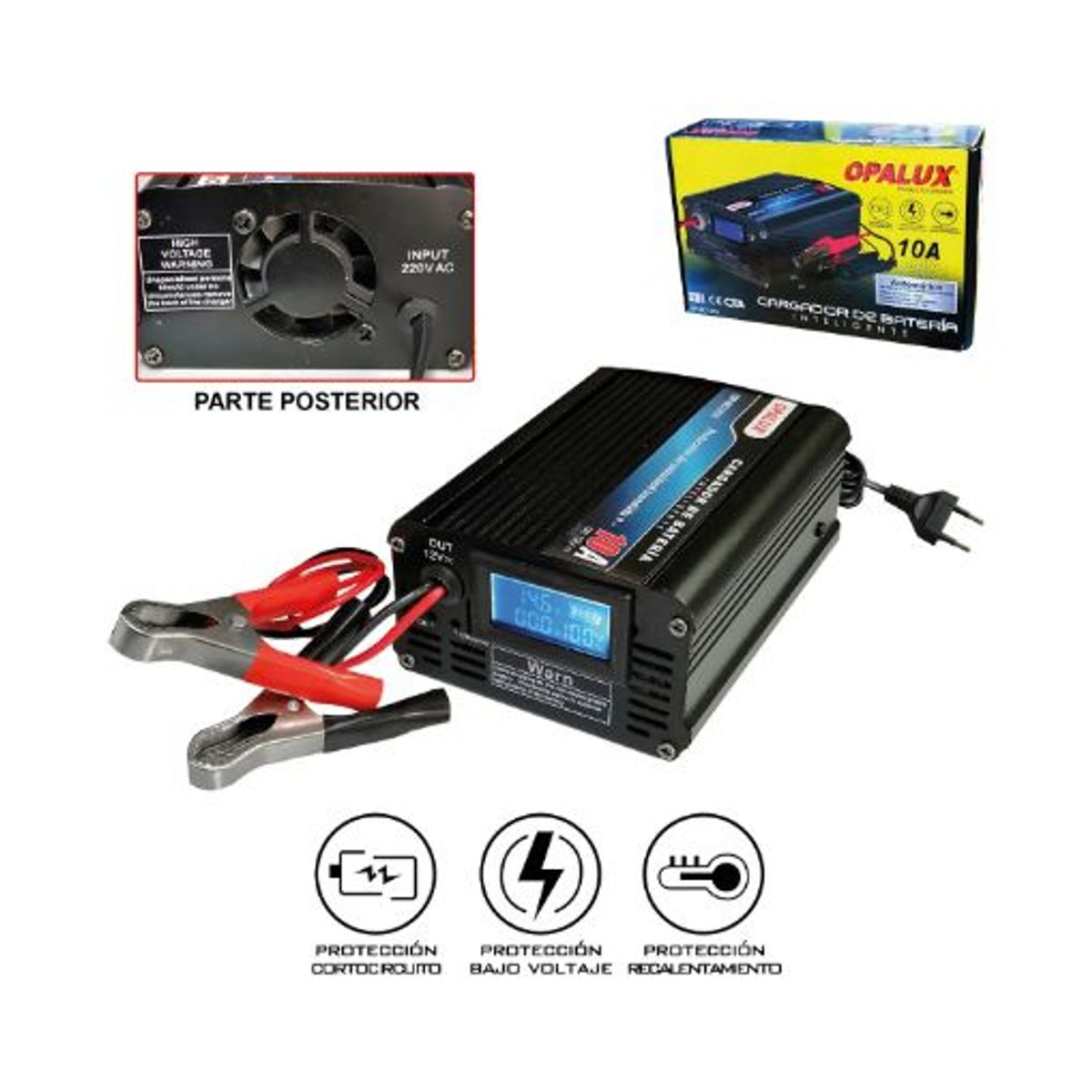 OPALUX - Cargador de Baterías 10A OP-BC1210 OPALUX