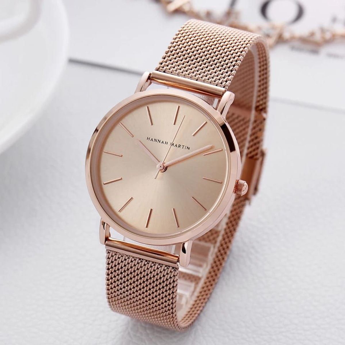 HANNAH MARTIN - Reloj Hannah Martin Malla Acero Oro Rosa HAN-M-1