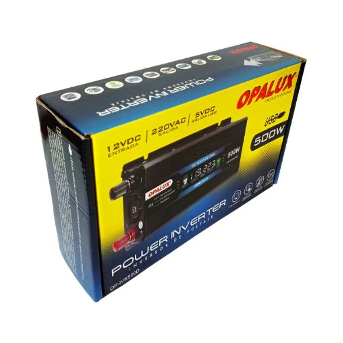OPALUX - Inversor 12VDC220VAC 500W OP-IVK500D OPALUX