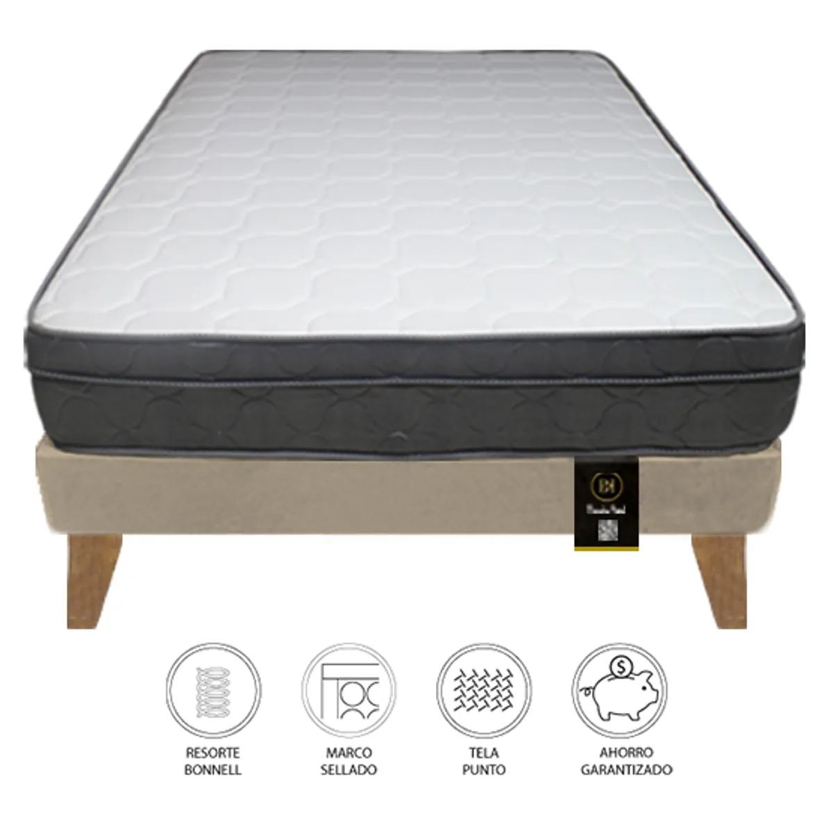 Cama Turin Slim 1.5 Plz + 1 almohada - Beige Claro, marca BARAKA HOME - Foto Principal