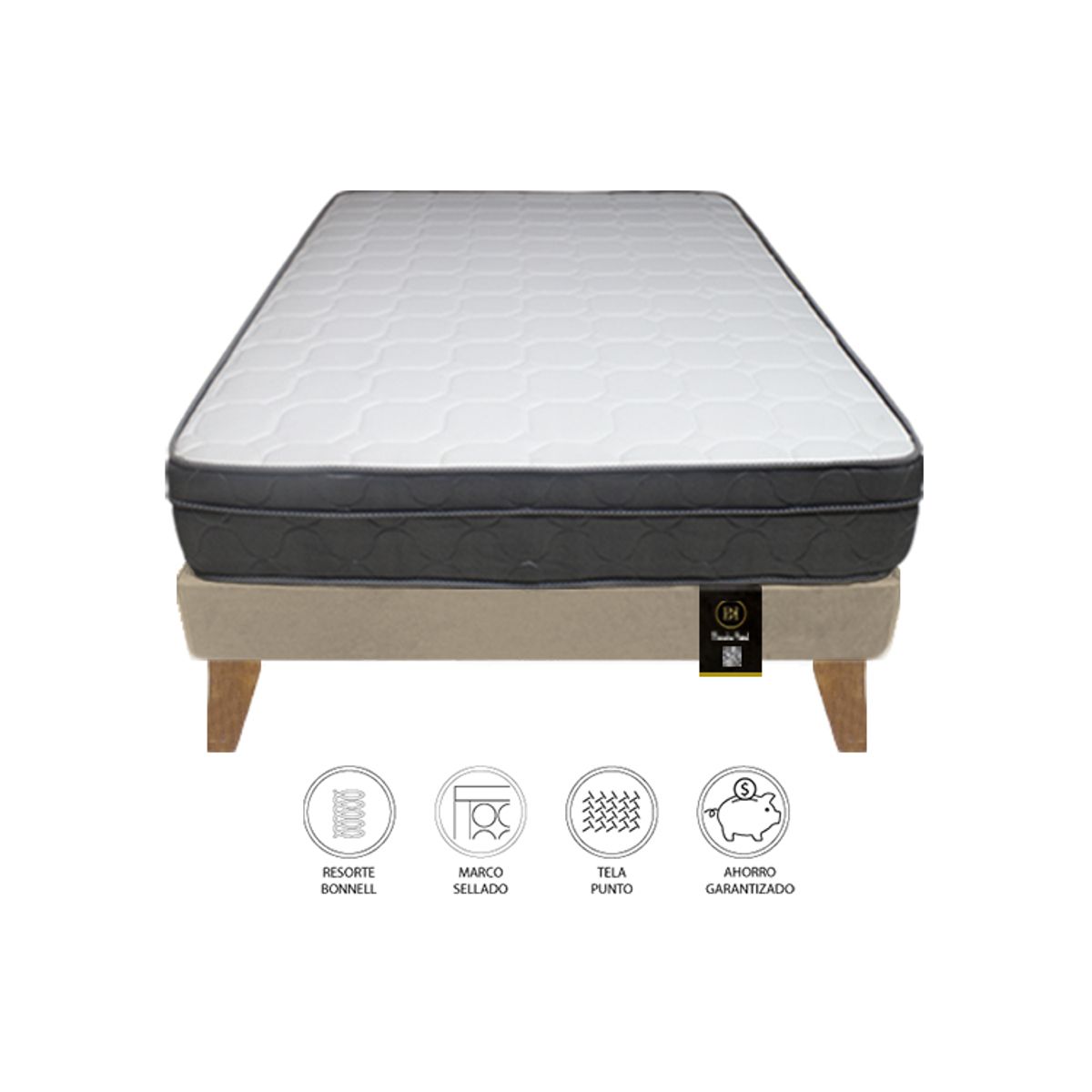 Cama Turin Slim 1.5 Plz + 1 almohada - Beige Claro, marca BARAKA HOME - Foto Principal