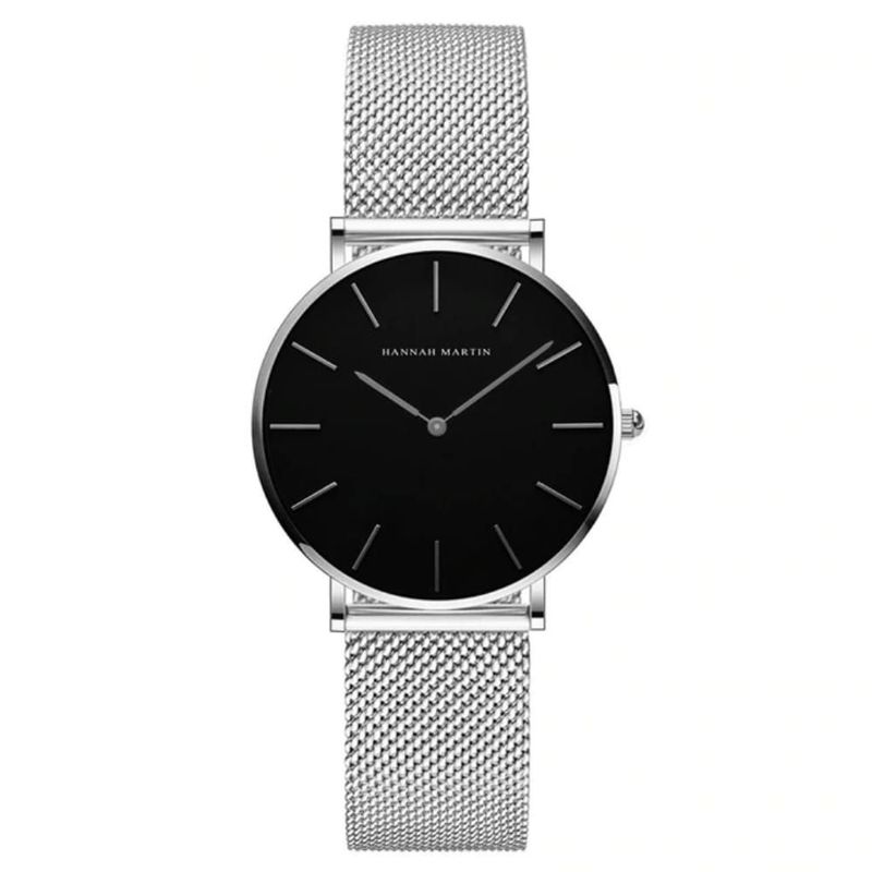 HANNAH MARTIN - Reloj Hannah Martin Acero Plateado y Negro HAN-M-7