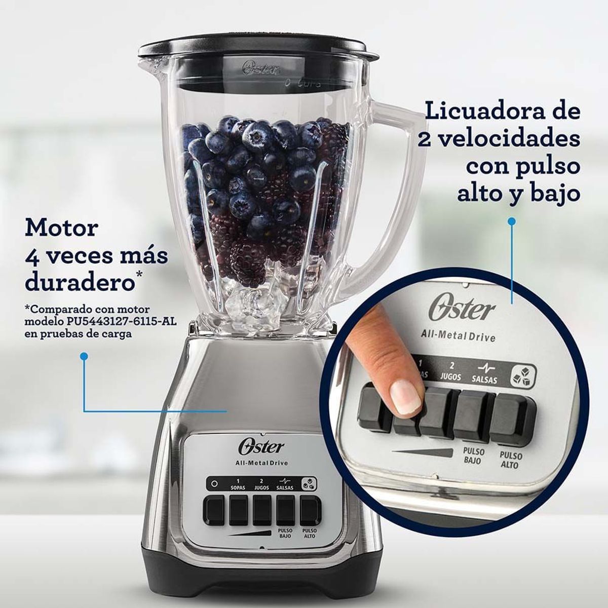 OSTER - Licuadora 1.5 Oster 2 Velocidades + Pulsador BLSTKAG NPB 053