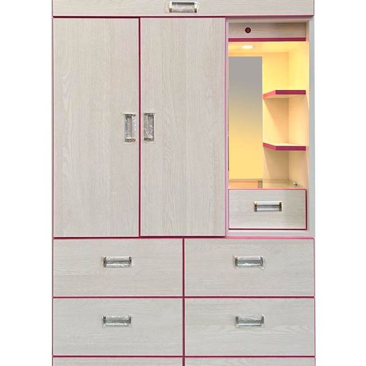 GENERICO - ROPERO DE 1 METRO CON TOCADOR COLOR IBIZA CON MAGENTA