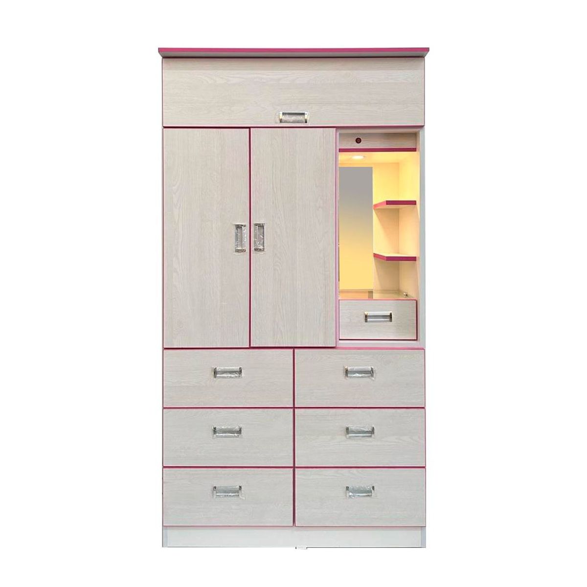 GENERICO - ROPERO DE 1 METRO CON TOCADOR COLOR IBIZA CON MAGENTA