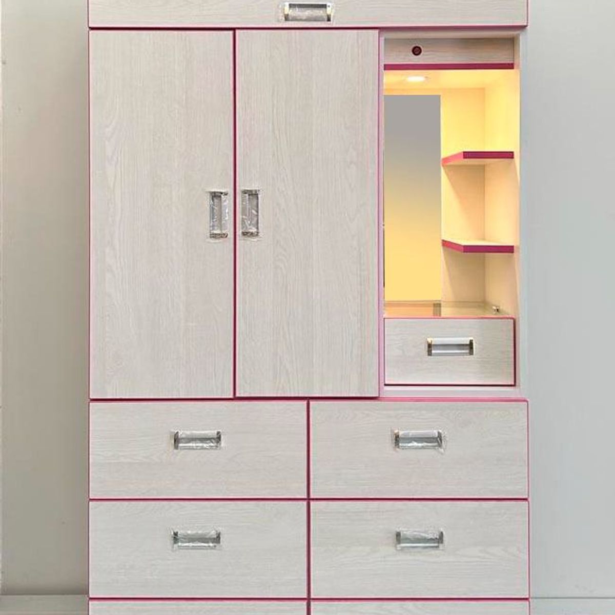 GENERICO - ROPERO DE 1 METRO CON TOCADOR COLOR IBIZA CON MAGENTA