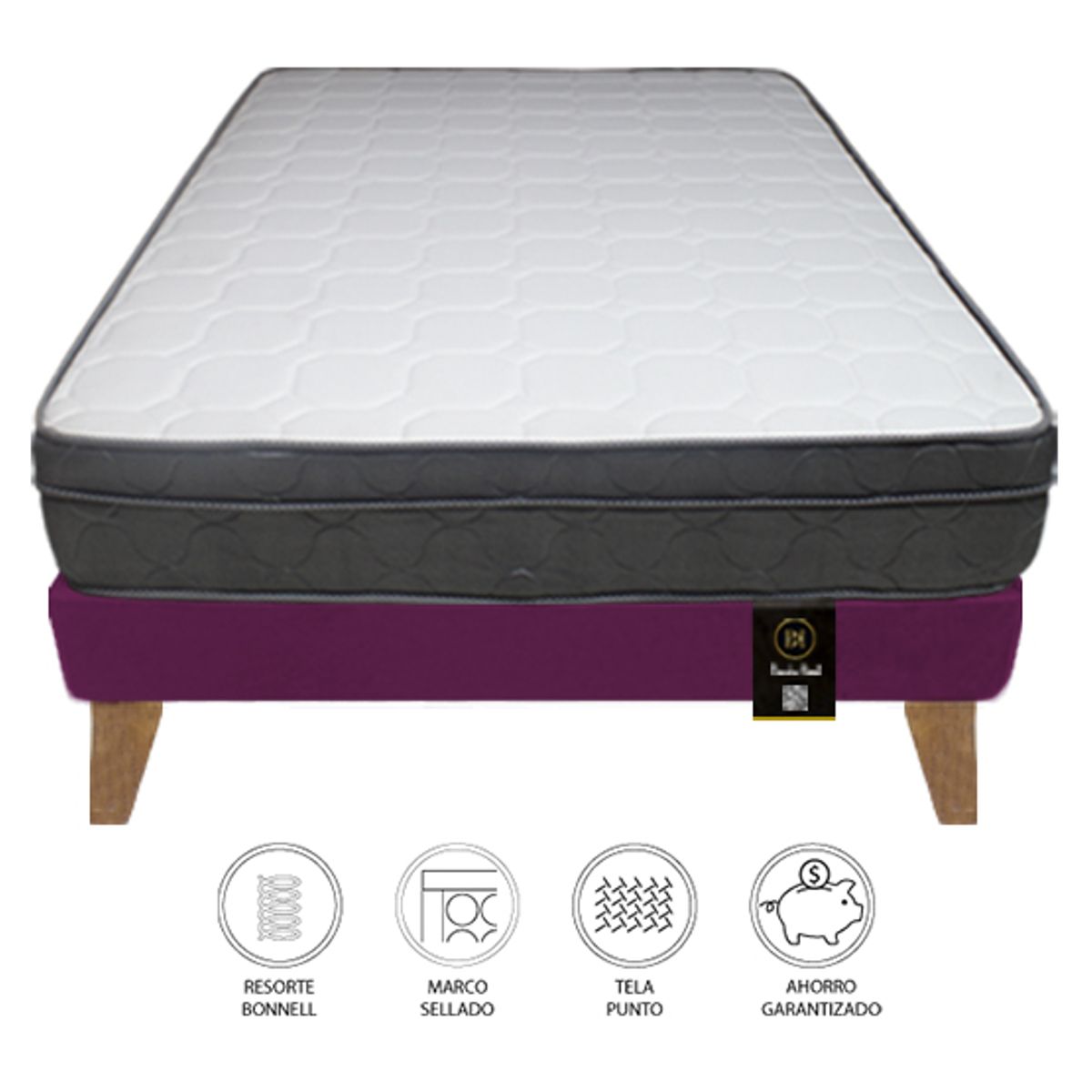 BARAKA HOME - Cama Turin Slim 1.5 Plz + 1 almohada - Purpura