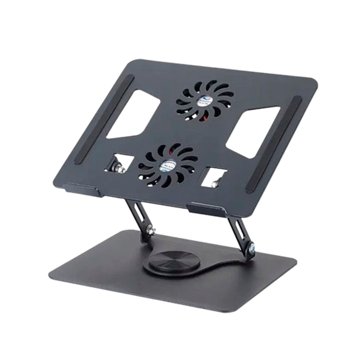 S&T - Soporte de Aluminio S&T para laptop 11-18" Gira 360° Ventilador Doble  HL906F Negro