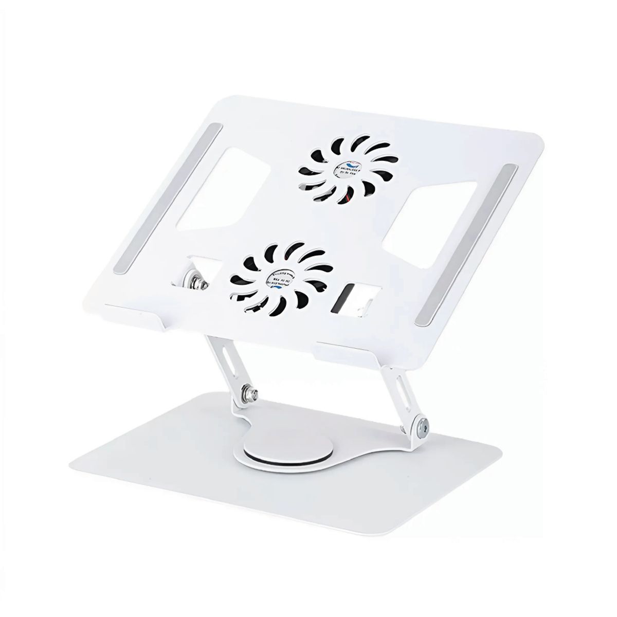 S&T - Soporte de Aluminio S&T para laptop 11-18" Gira 360° Ventiladores Dobles  HL906F Blanco