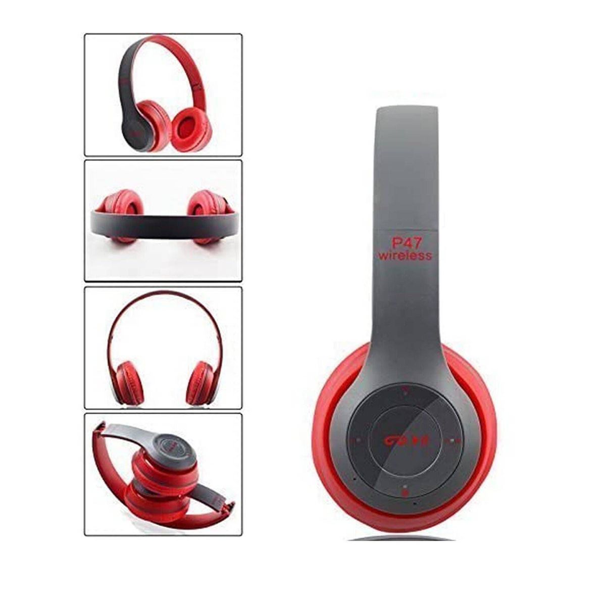 GENERICO - Audífono Inalámbrico BLUETOOTH WIRELESS 5.0 P47 Rojo