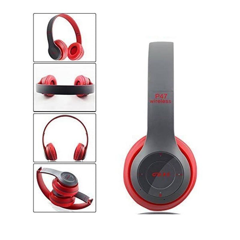 GENERICO - Audífono Inalámbrico BLUETOOTH WIRELESS 5.0 P47 Rojo