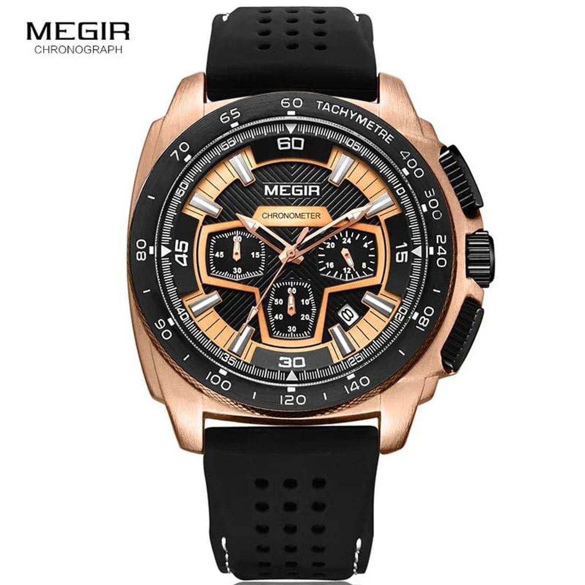 MEGIR - Reloj Megir Acero Oro Rosa con Negro MEG-60