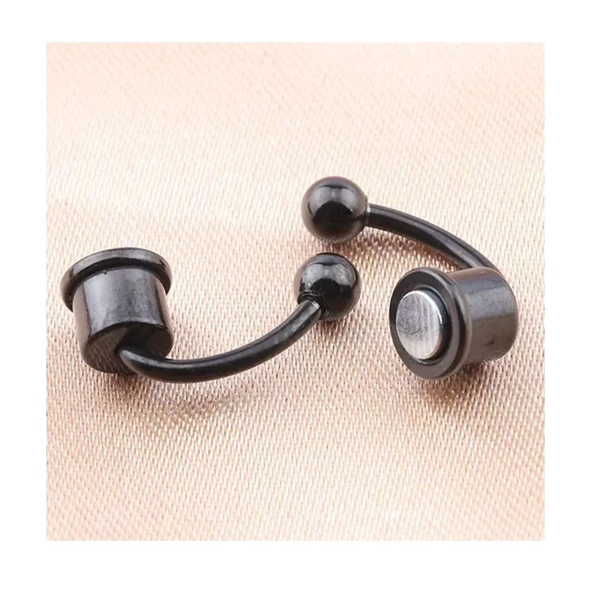 GENERICO - Piercing imantado septum falso negro con repuesto de puntitas