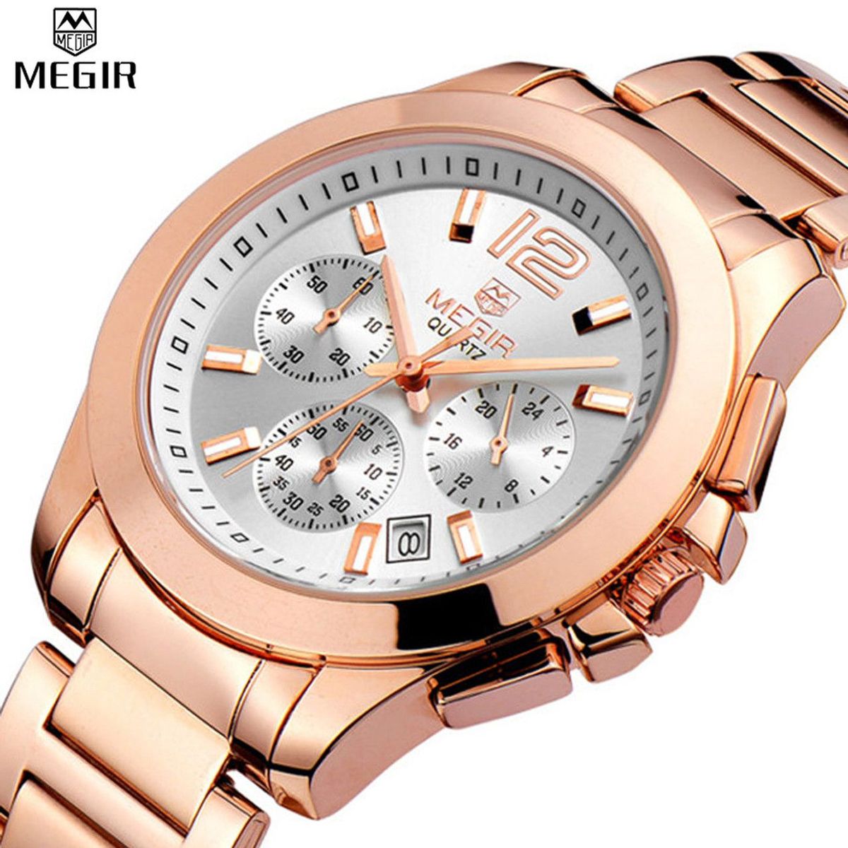 MEGIR - Reloj Megir Acero Oro Rosa con Blanco MEG-75