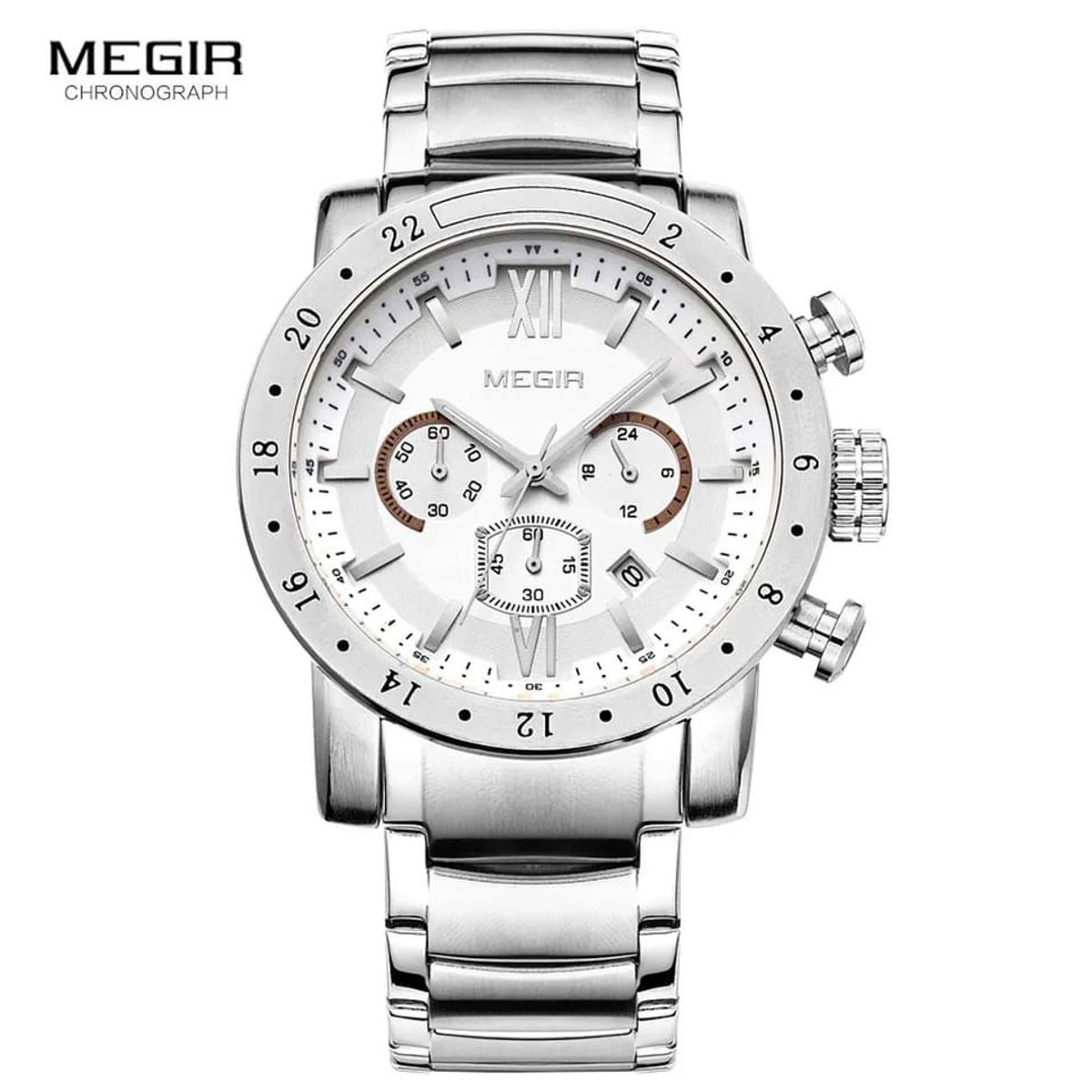 MEGIR - Reloj Megir Acero Plateado MEG-77