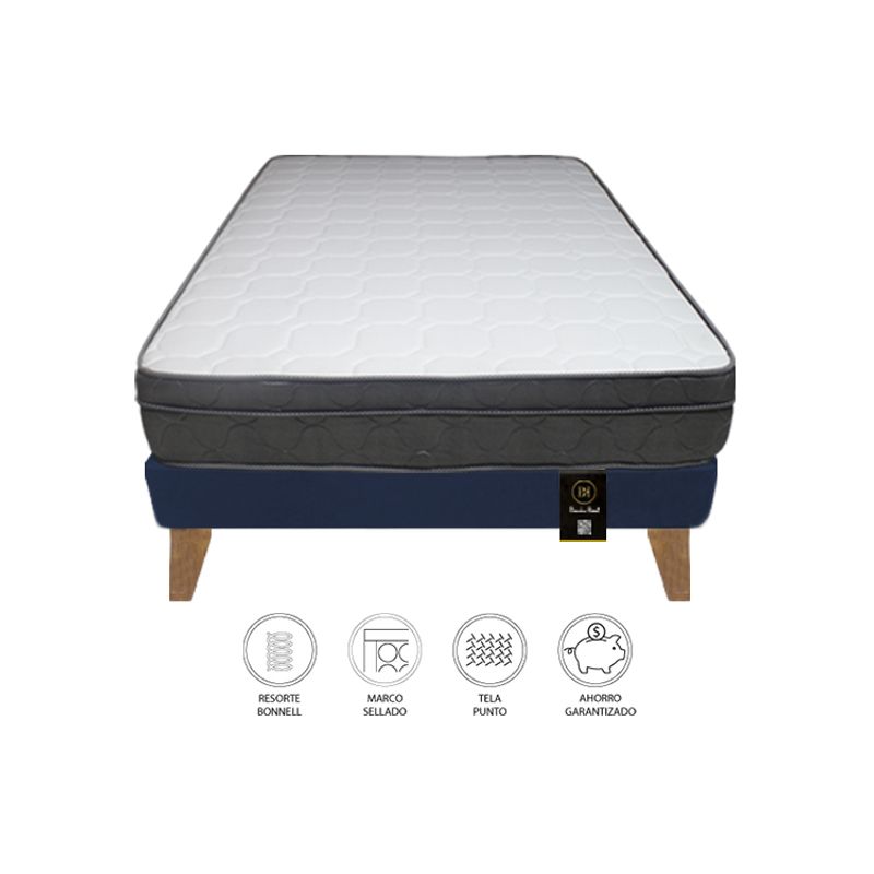 BARAKA HOME - Cama Turin Slim 2 Plz + 2 almohadas - Azul Marino