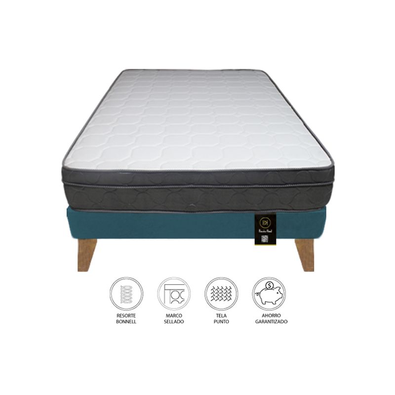 BARAKA HOME - Cama Turin Slim 2 Plz + 2 almohadas - Cobalto