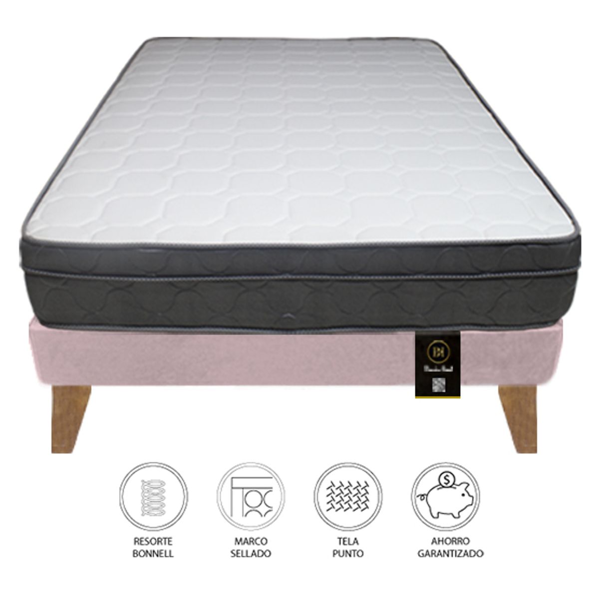 BARAKA HOME - Cama Turin Slim 2 Plz + 2 almohadas - Rosado