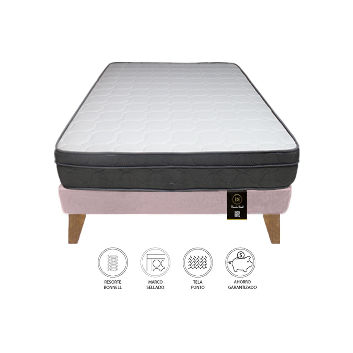 BARAKA HOME - Cama Turin Slim 2 Plz + 2 almohadas - Rosado