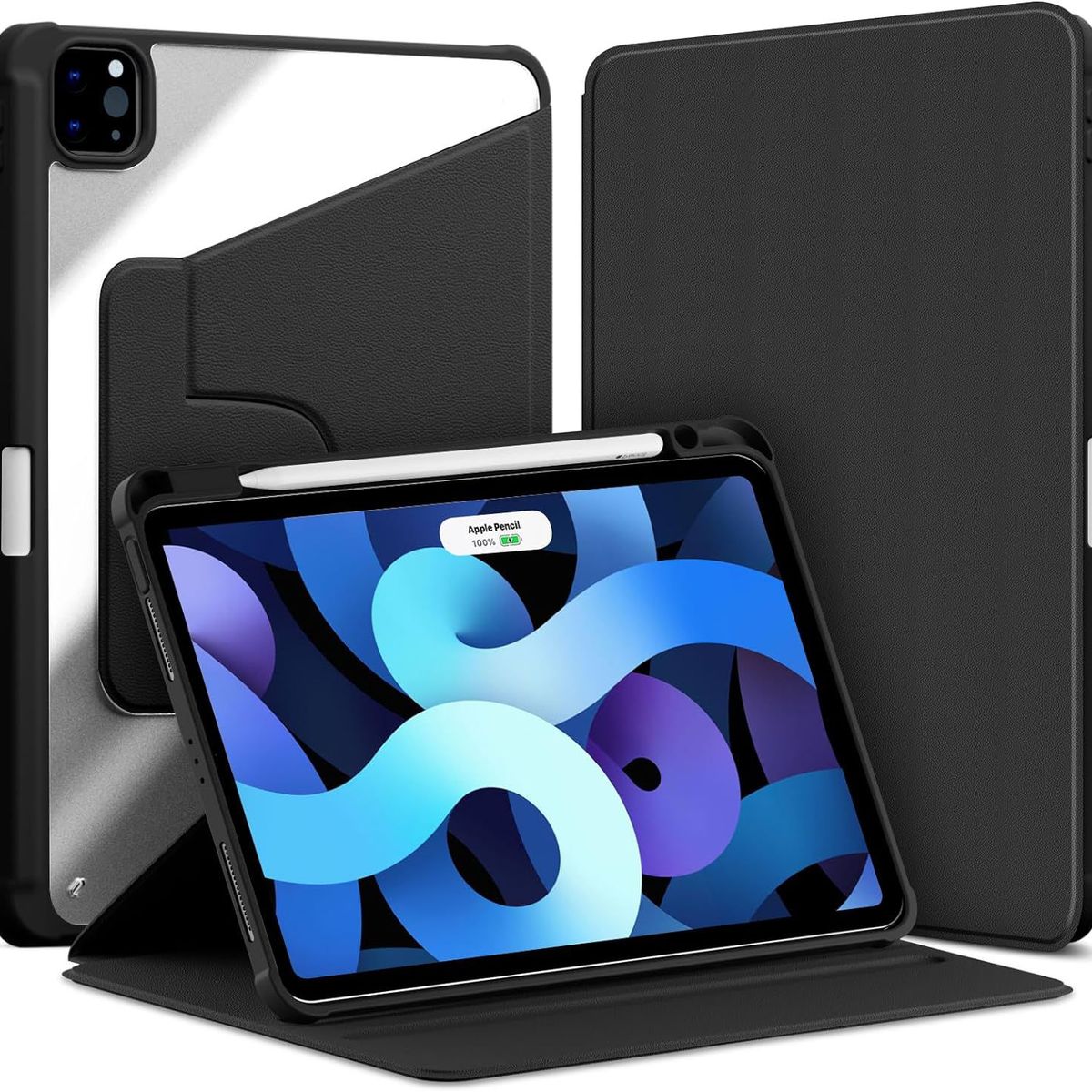 GENERICO - Funda case para iPad Pro 11 iPad Air 5/4 generación GIRATORIO - NEGRO