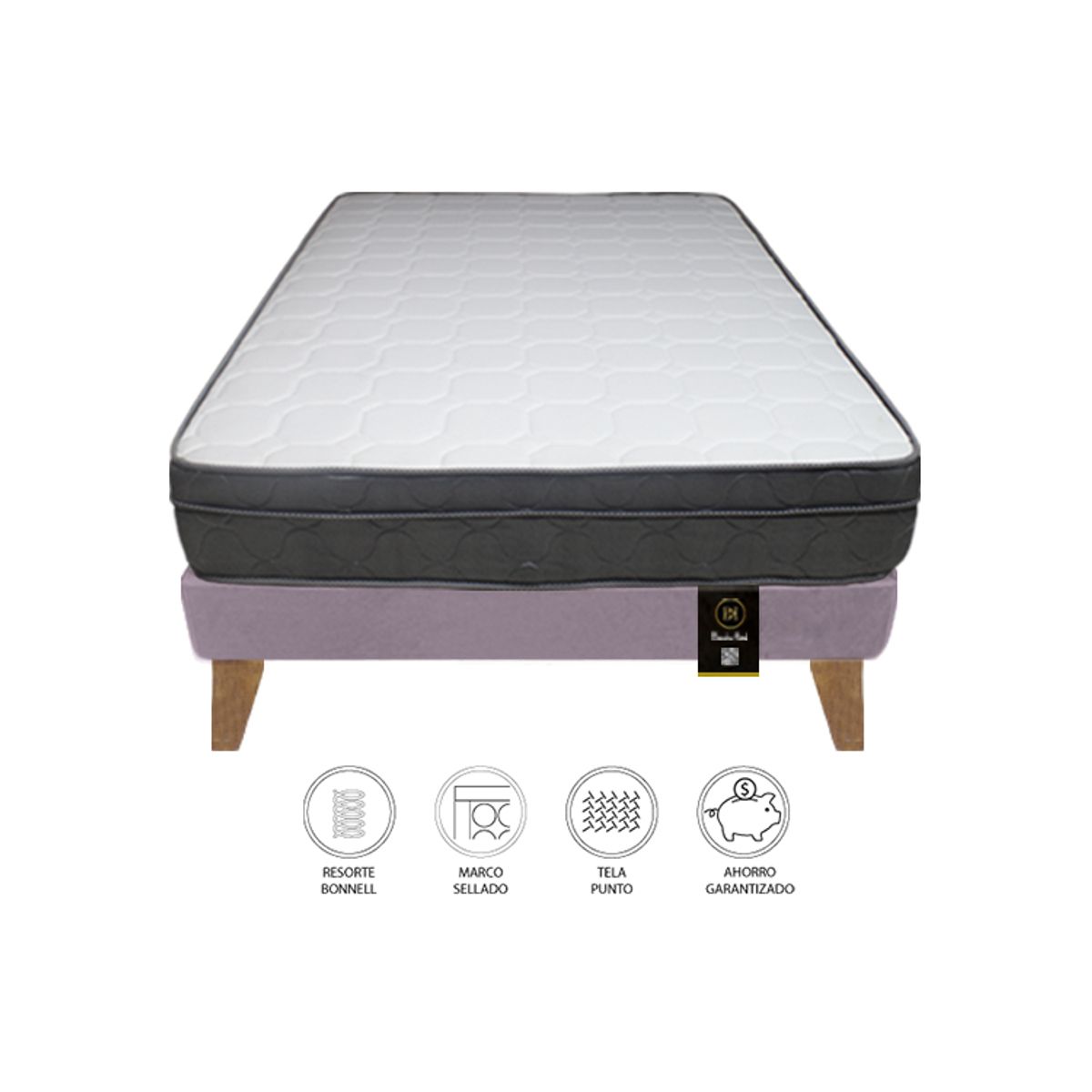 BARAKA HOME - Cama Turin Slim 2 Plz + 2 almohadas - Lila