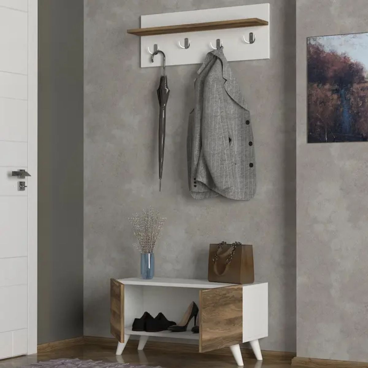 GENERICO - Zapatera con Perchero Kaisa - Petrox Home