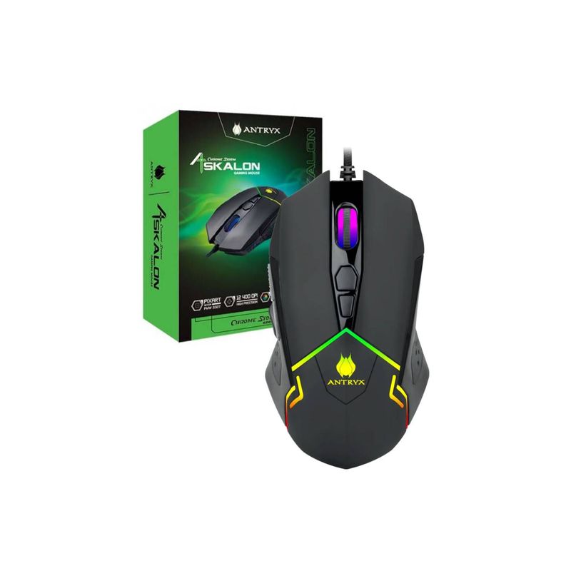 ANTRYX - MOUSE GAMER DPI 12400 ANTRYX CHROME STORM ASKALON LUCES RGB