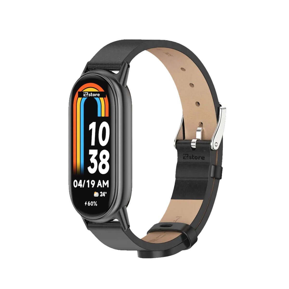 GENERICO - Correa de Cuero Compatible con Xiaomi Mi Band 8 Negro