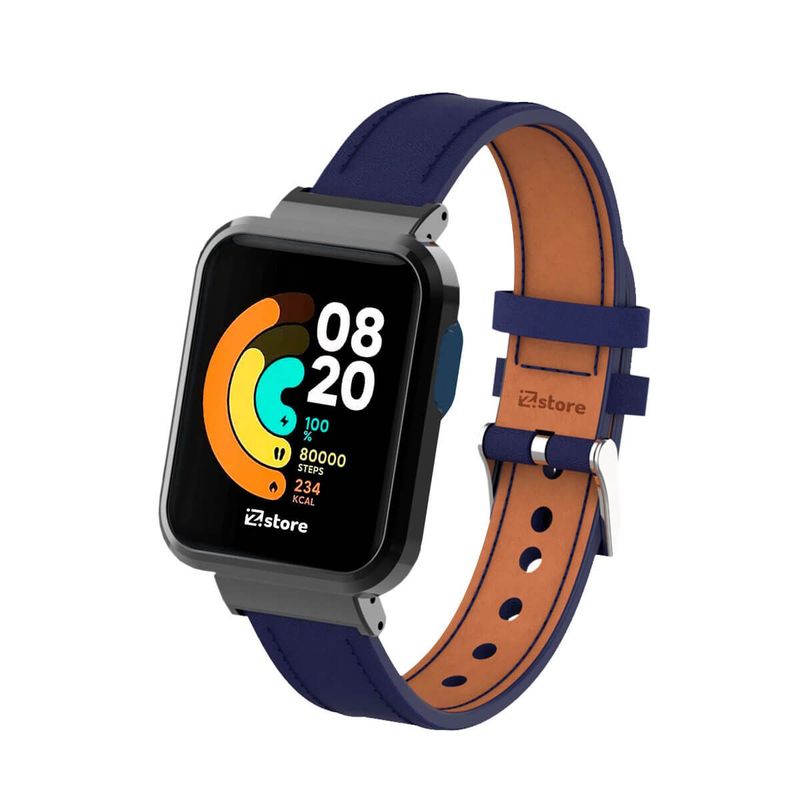 GENERICO - Correa de Cuero Compatible con Xiaomi Mi Watch Lite Azul