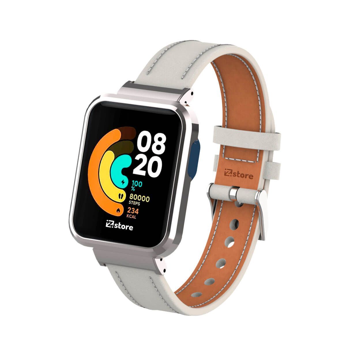 GENERICO - Correa de Cuero Compatible con Xiaomi Mi Watch Lite Crema