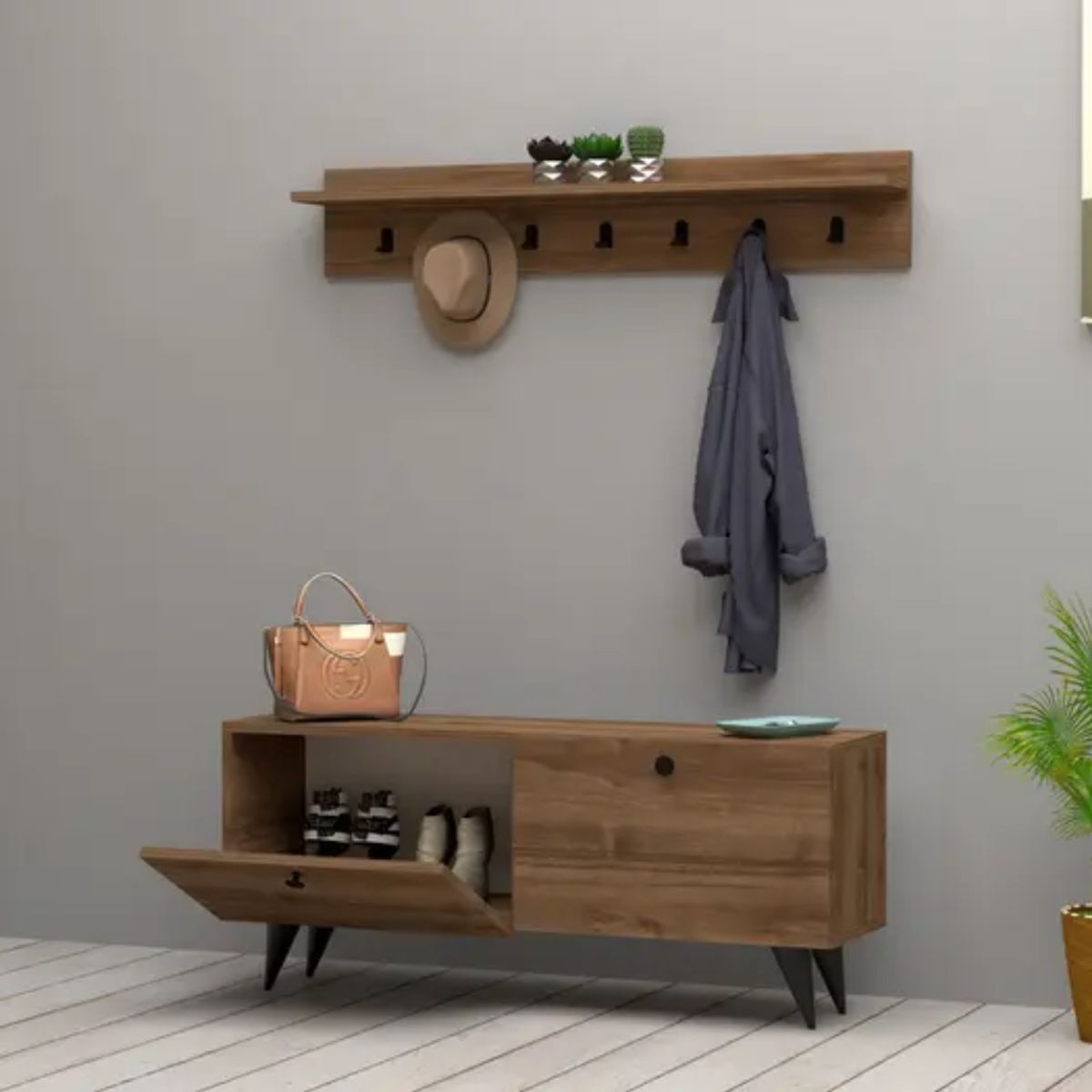 GENERICO - Zapatera con Perchero Shida - Petrox Home