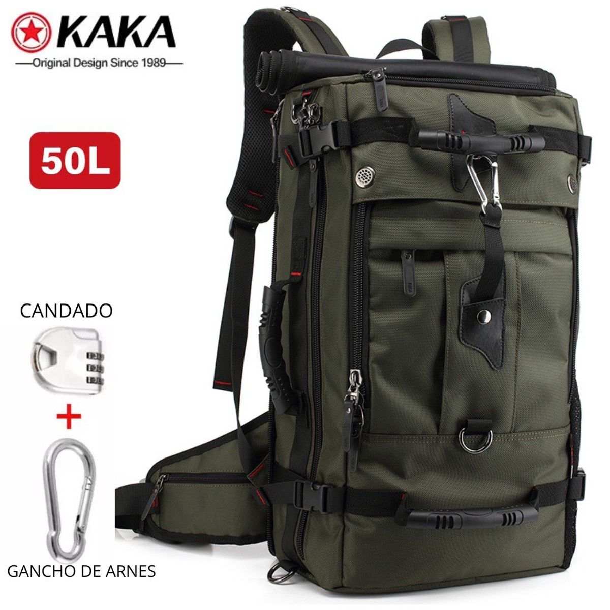 KAKA - Mochila KAKA Viaje Outdoor 2070 Verde 50L