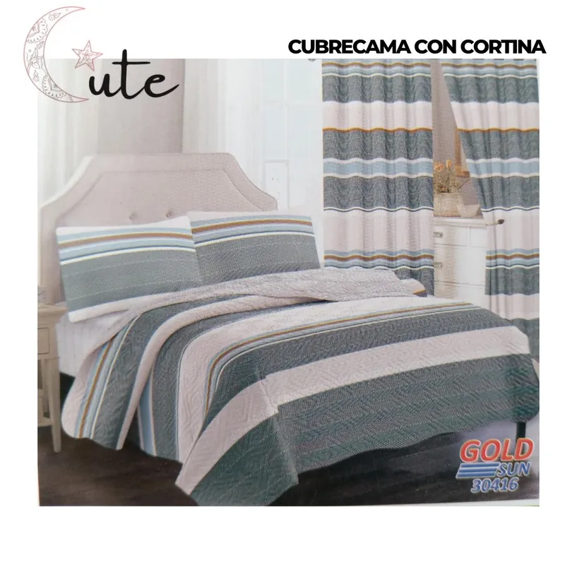 GOLDSUN - CUBRECAMA CON CORTINA GOLDSUN DE 2 PLAZAS