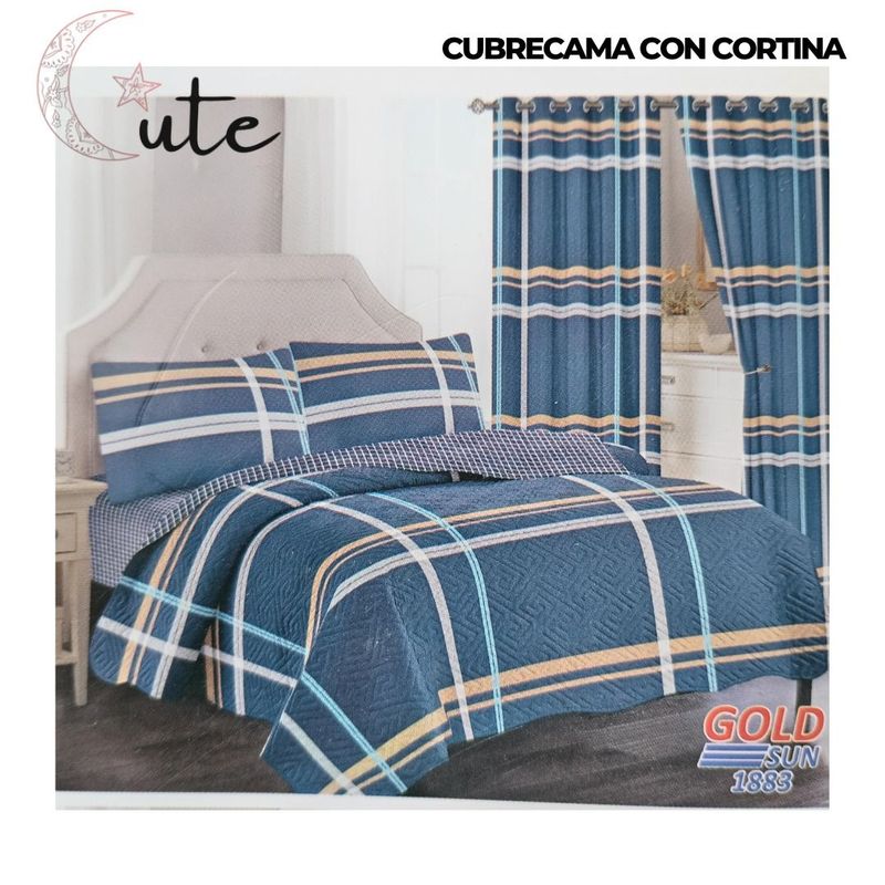 GOLDSUN - CUBRECAMA CON CORTINA GOLDSUN DE 2 PLAZAS
