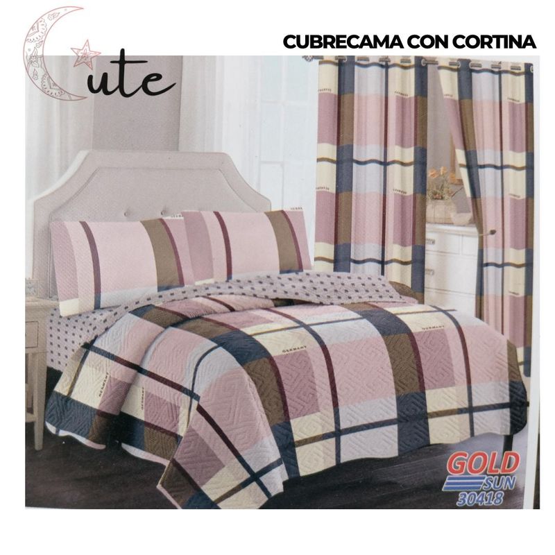 GOLDSUN - CUBRECAMA CON CORTINA GOLDSUN DE 2 PLAZAS