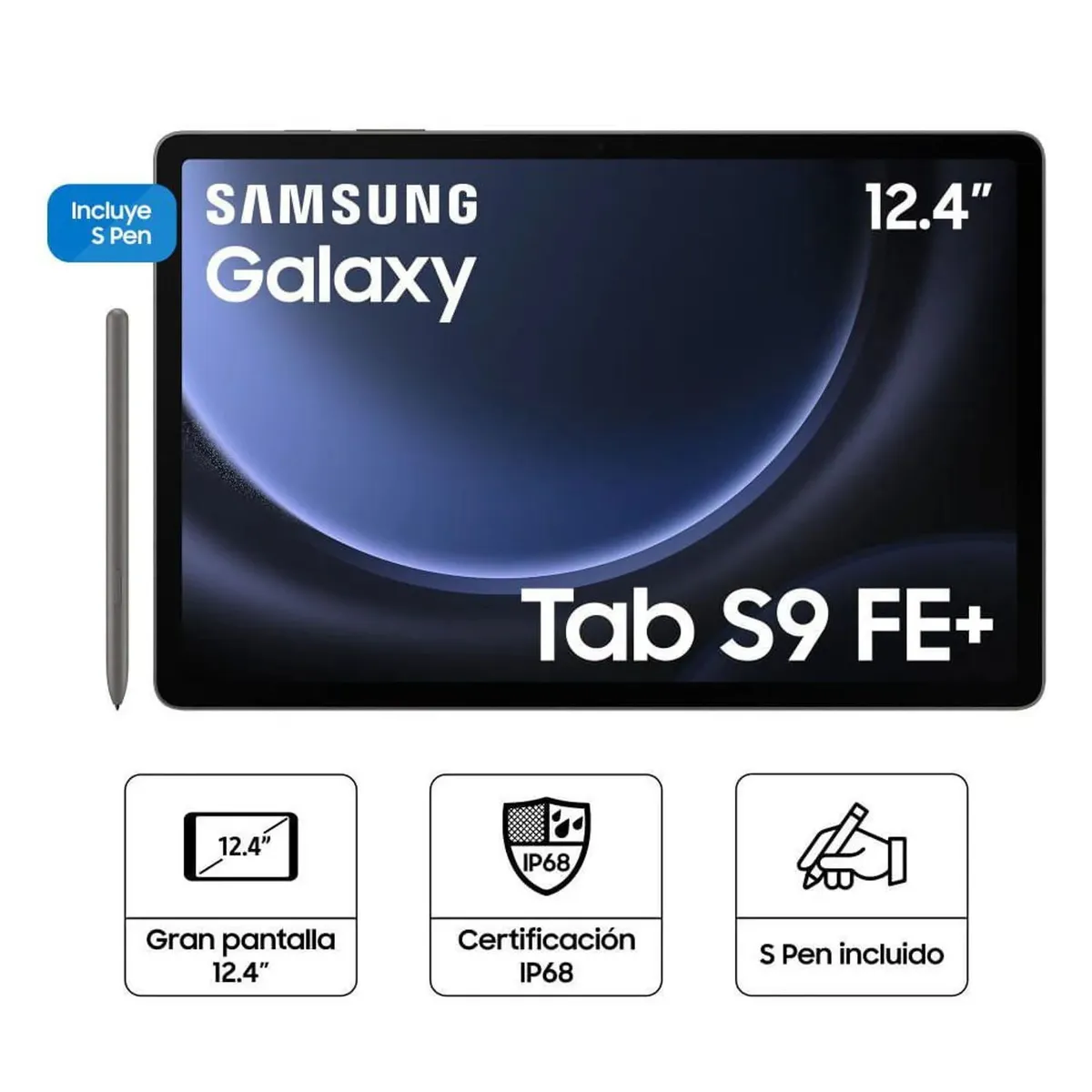 SAMSUNG - Tablet Samsung Galaxy Tab S9 FE Plus SM-X610 12,4 WUXGA+, WiFi 8GB 128GB, S-Pen + Funda, Gris.