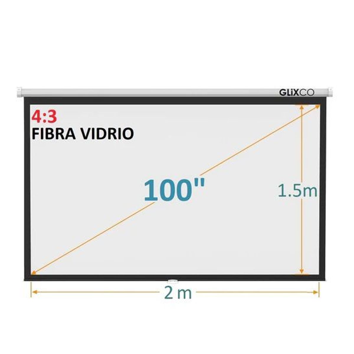 GENERICO - MONTECH - Ecran Manual 100 Pulg (4:3) 2x1.5 m / Fibra de Vidrio