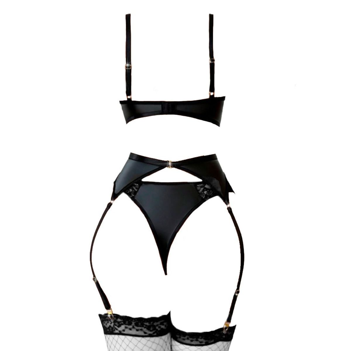 GENERICO - Conjunto Naomi con Portaligas y medias Lencería Fina y Sexy_.