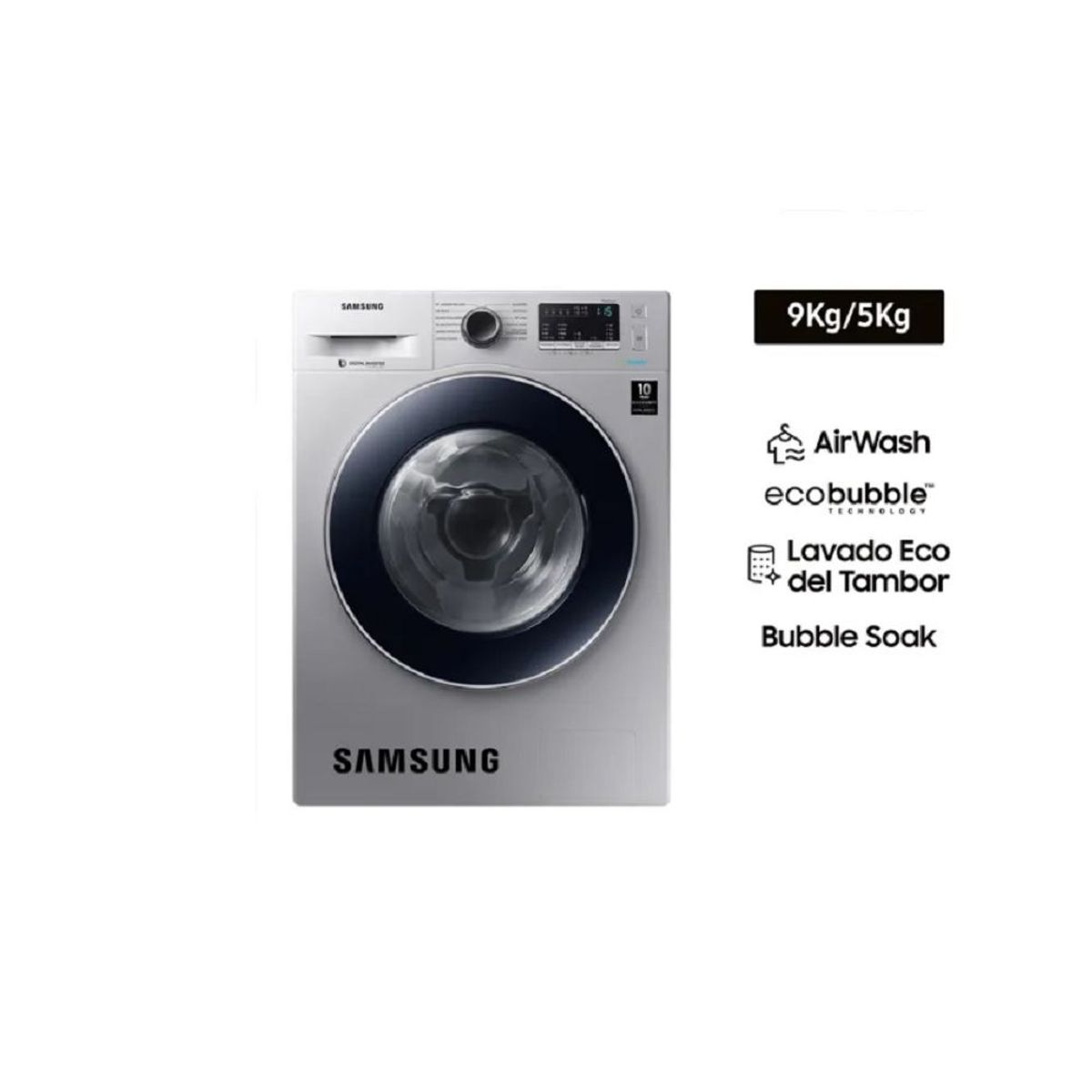 SAMSUNG - LavaSeca Samsung WD90M4453JS Eco Bubble 9 kg/5 kg Silver