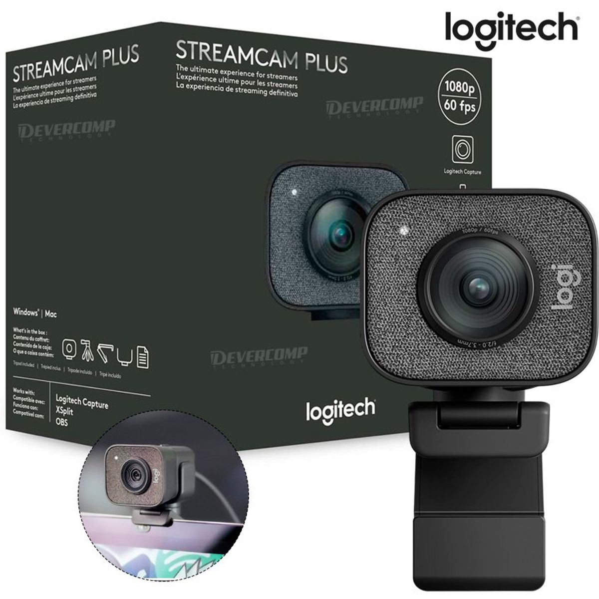 LOGITECH - Camara Logitech StreamCam Plus Full HD Black