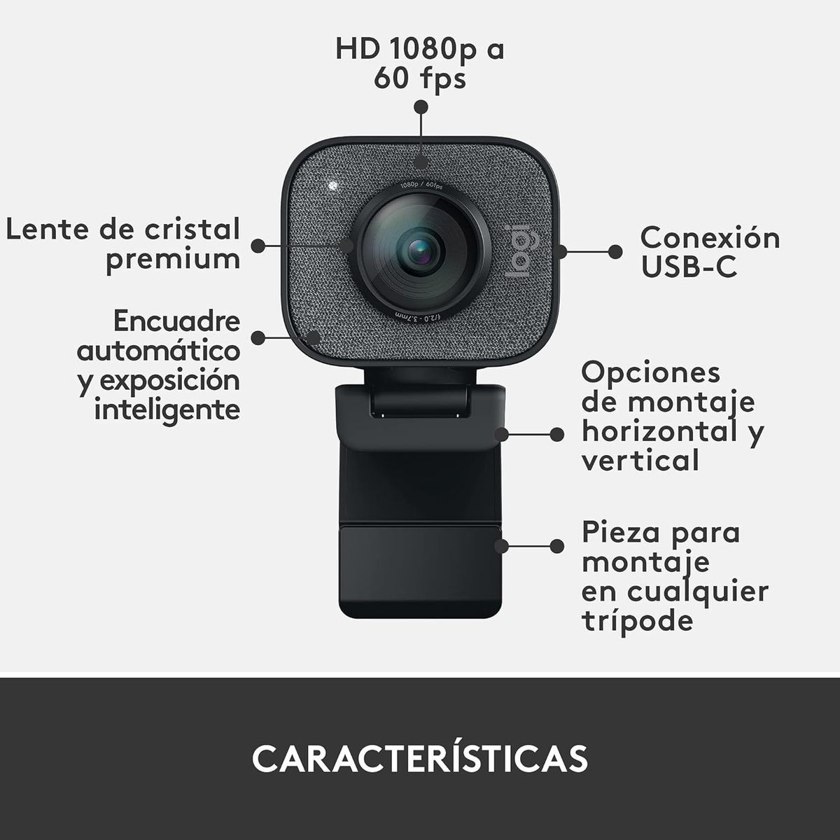 LOGITECH - Camara Logitech StreamCam Plus Full HD Black