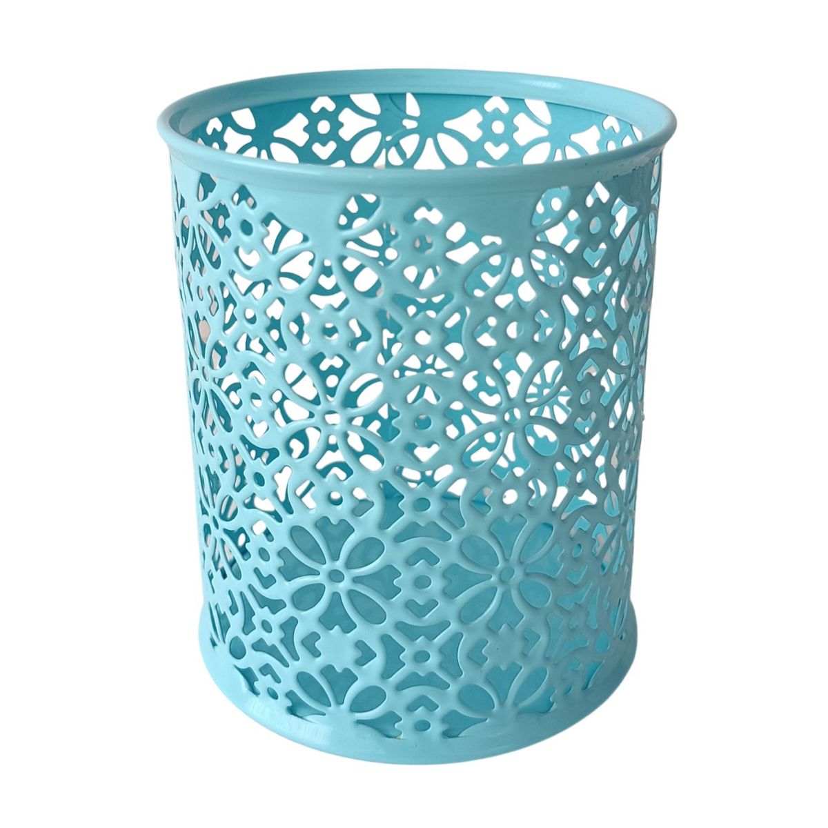 GENERICO - Porta Lapicero de Metal Celeste - Organizador de escritorio