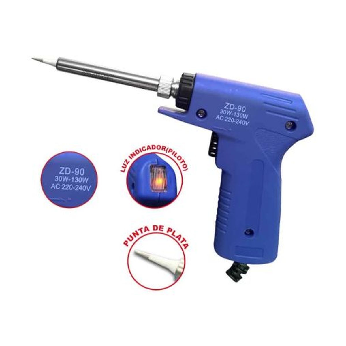 TAKEMA - Cautin Tipo Pistola Punta de Plata 30W130W ZD-90 TAKEMA