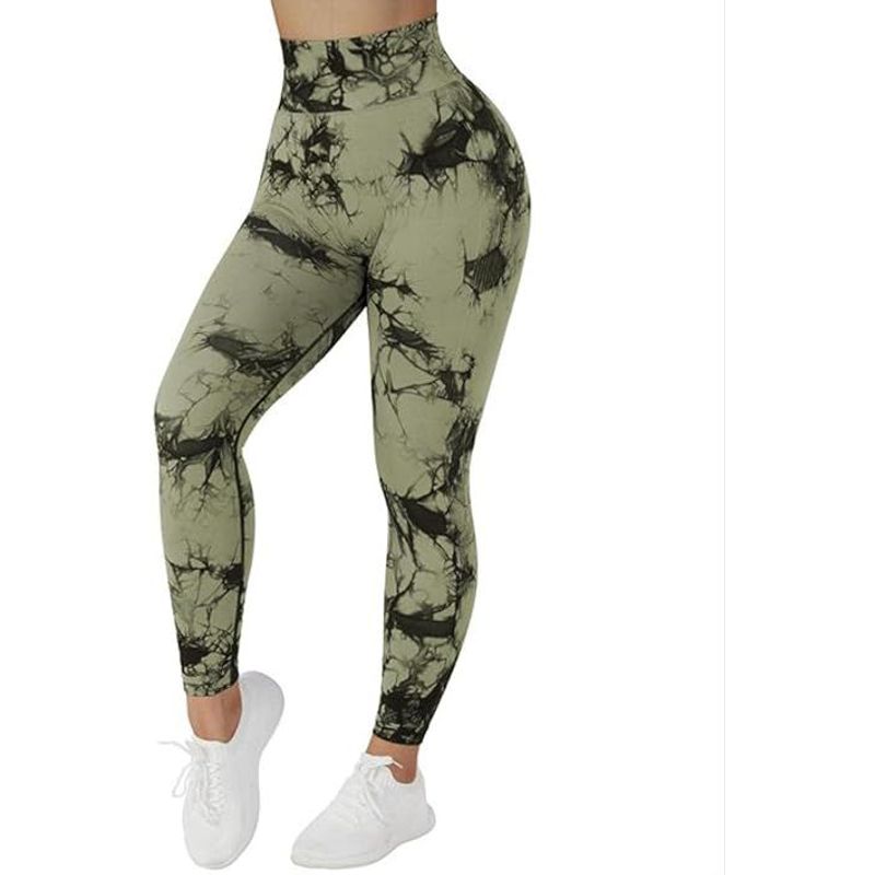 GENERICO - Malla Deportivas Tie Dye Push Up verde con negro