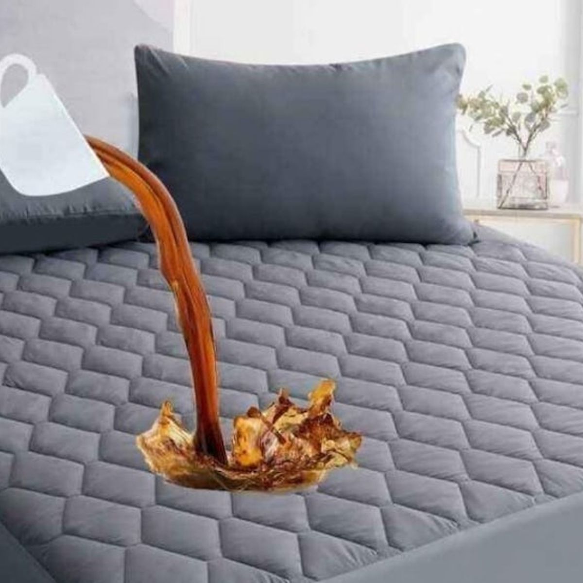 GENERICO - PROTECTOR DE COLCHON 1.5 PLZ IMPERMEABLE 100 ANTI-FLUIDOS GRIS DYV