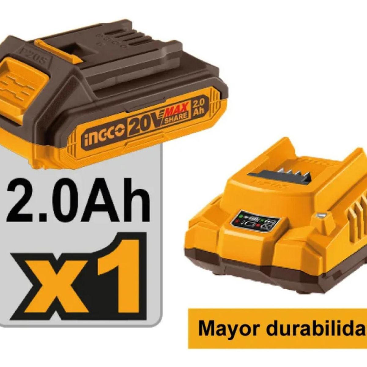 INGCO - TALADRO ATORNILLADOR INALÁMBRICO INGCO 20V 20AH + BATERÍA + CARGADOR