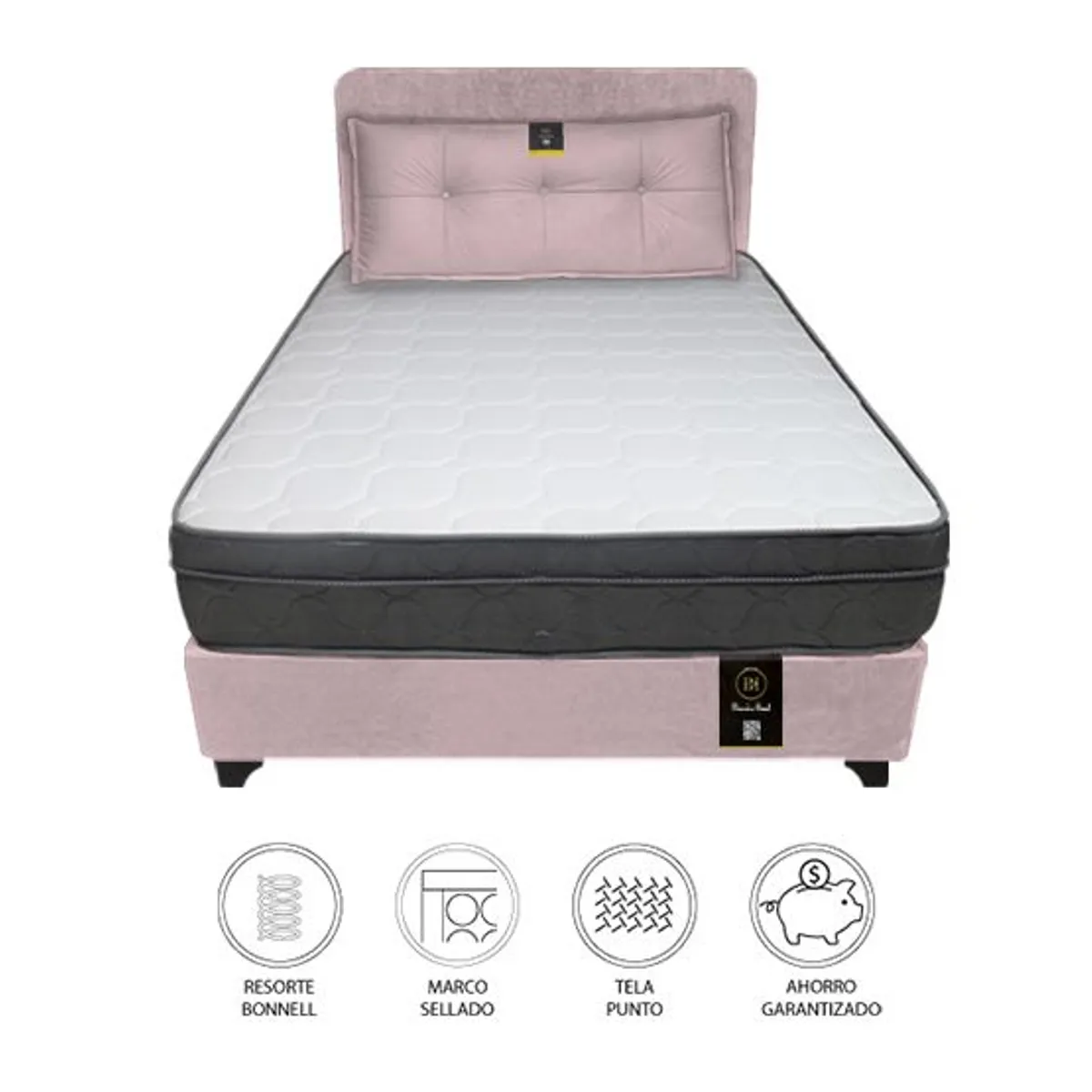 BARAKA HOME - Dormitorio Turin 1.5 Plz + Cabecera + Cojin Bitola - Rosado