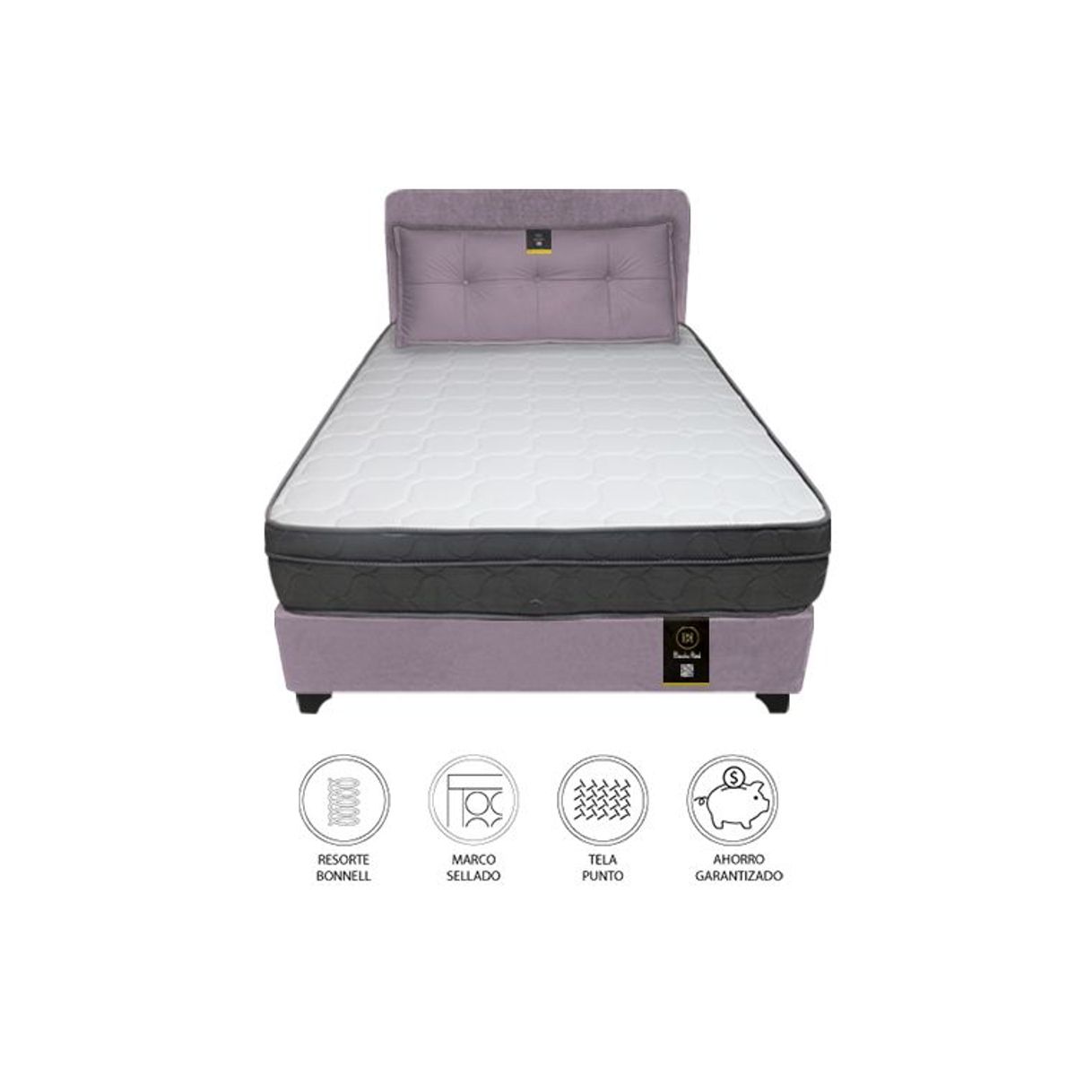 BARAKA HOME - Dormitorio Turin 1.5 Plz + Cabecera + Cojin Bitola - Lila